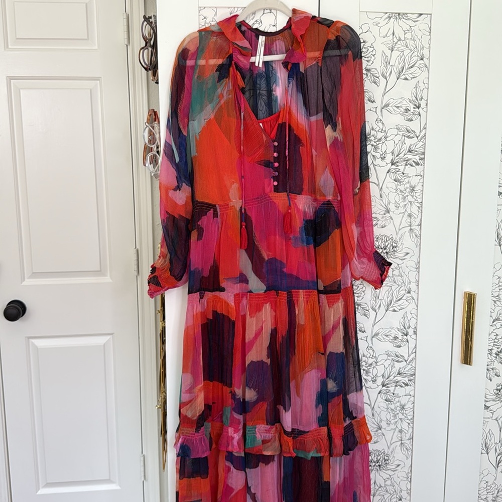 Anthropologie Marais chiffon watercolor tiered maxi dress - Picture 5 of 11